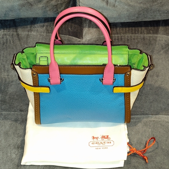 NWOT RARE COACH SWAGGER 21 RAINBOW MULTICOLOR COLORBLOCK TWO-WAY TOTE W/ DUSTBAG - Picture 12 of 16